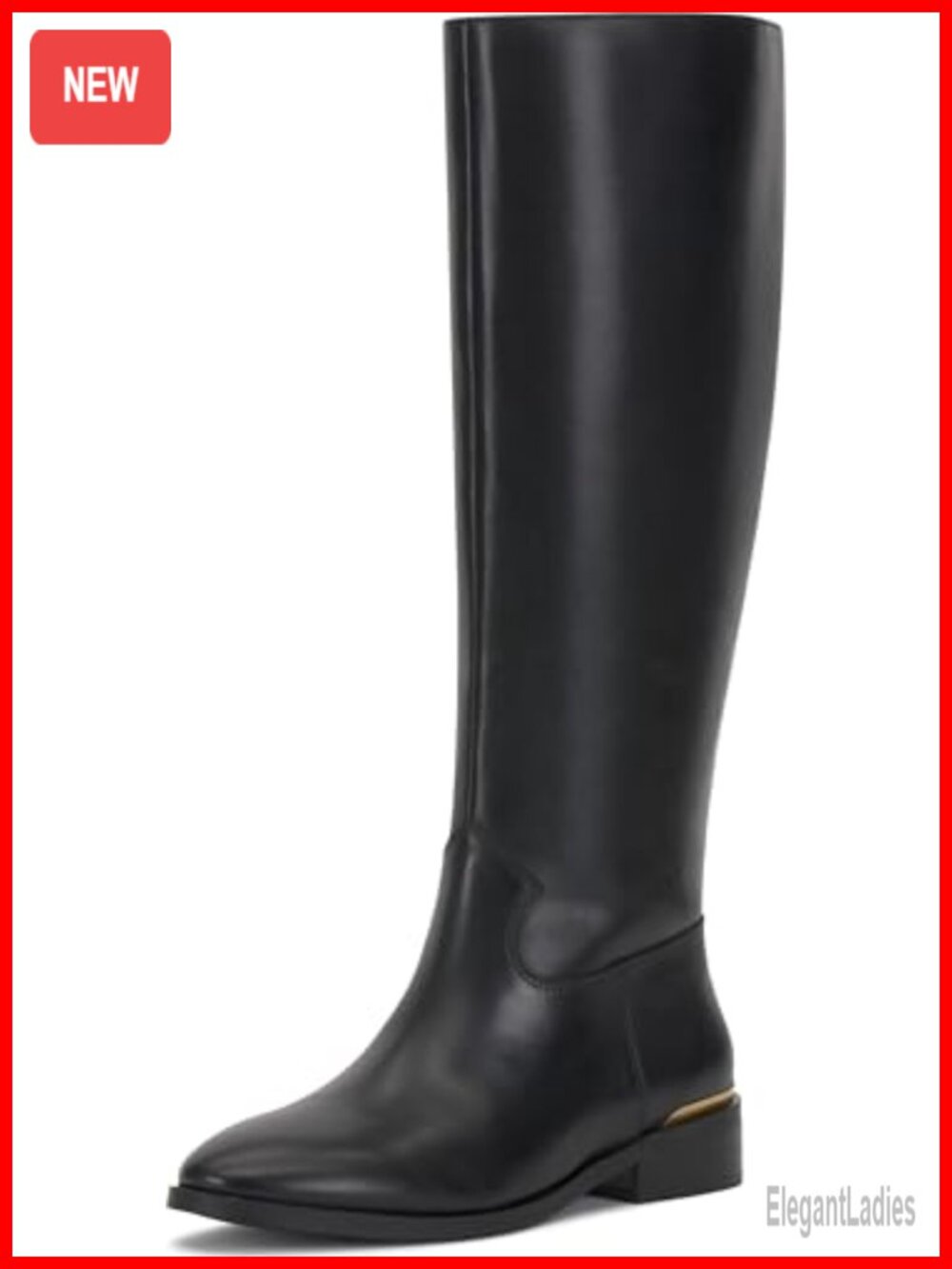 Leather Knee High Riding Boots Almond Toe Flat Heel Equestrian